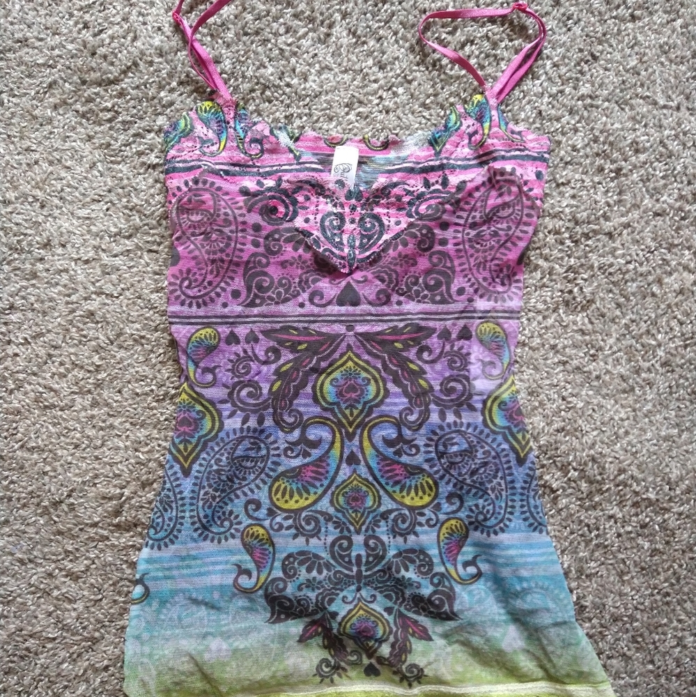 Clare Pettibone sheer rainbow color camisole